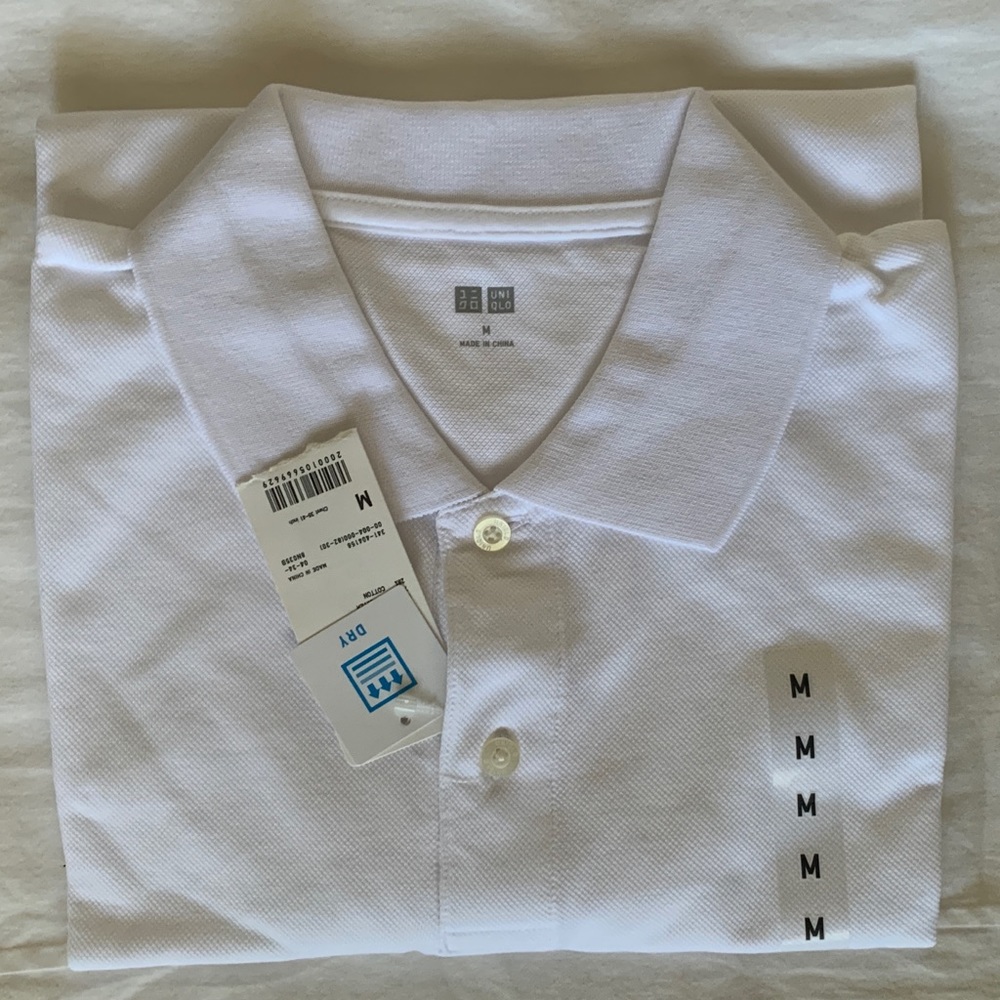 Uniqlo Dry white short sleeve polo NWT